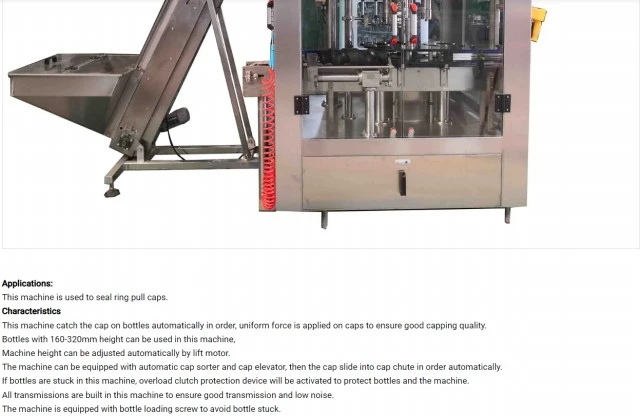 Compact 4-Head Ring-Pull Capping Machine for Glass Bottles 4500BPH 4 Compact 4-Head Ring-Pull Capping Machine for Glass Bottles 4500BPH 4